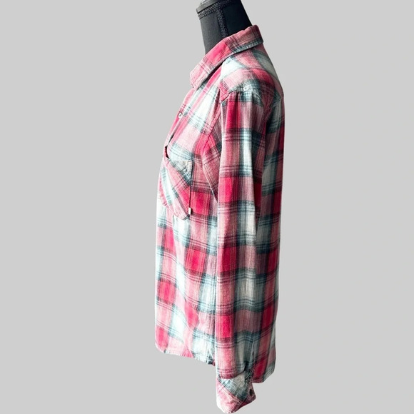 Aritzia Plaid Cotton Boyfriend Fit  Button Down Shirt Flannel - Picture 2 of 14